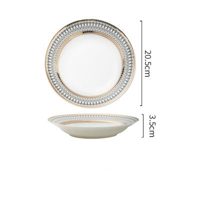 Ceramic Plate Phnom Penh  Tableware Porcelain  Soup Bowl Rice  Dish  Stripe Design dinner plates set  dishes and  sets